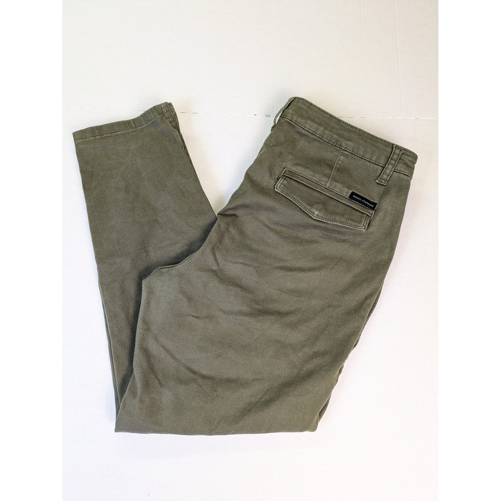 Social Standard Sanctuary Pants Womens 12 Olive Green Ankle Zip Stretch Utility